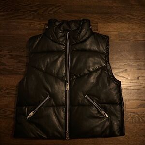 Walter Baker Landon 100% Lamb Leather Black Vest Size M